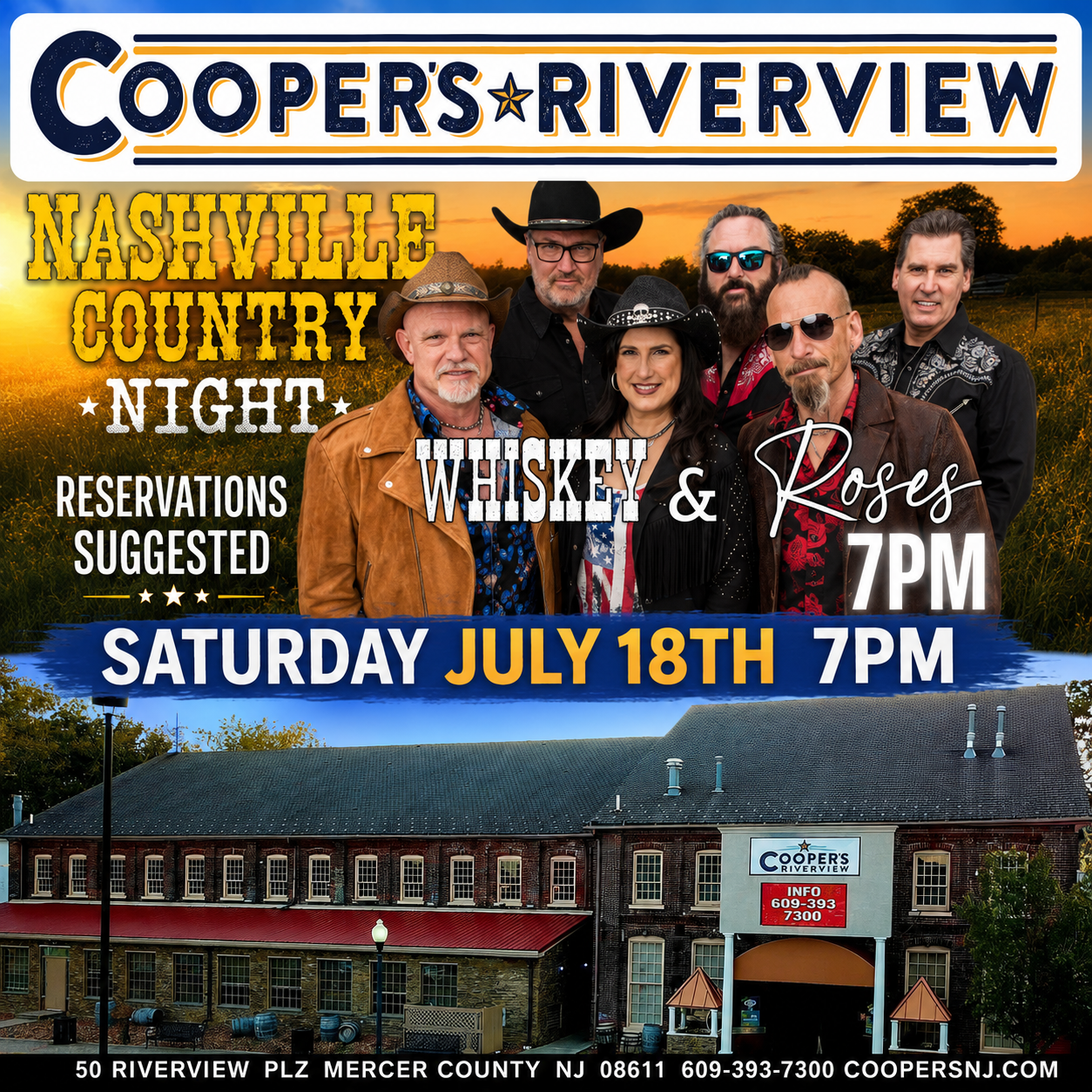 Whiskey and Roses Country Night and Dance 7PM!