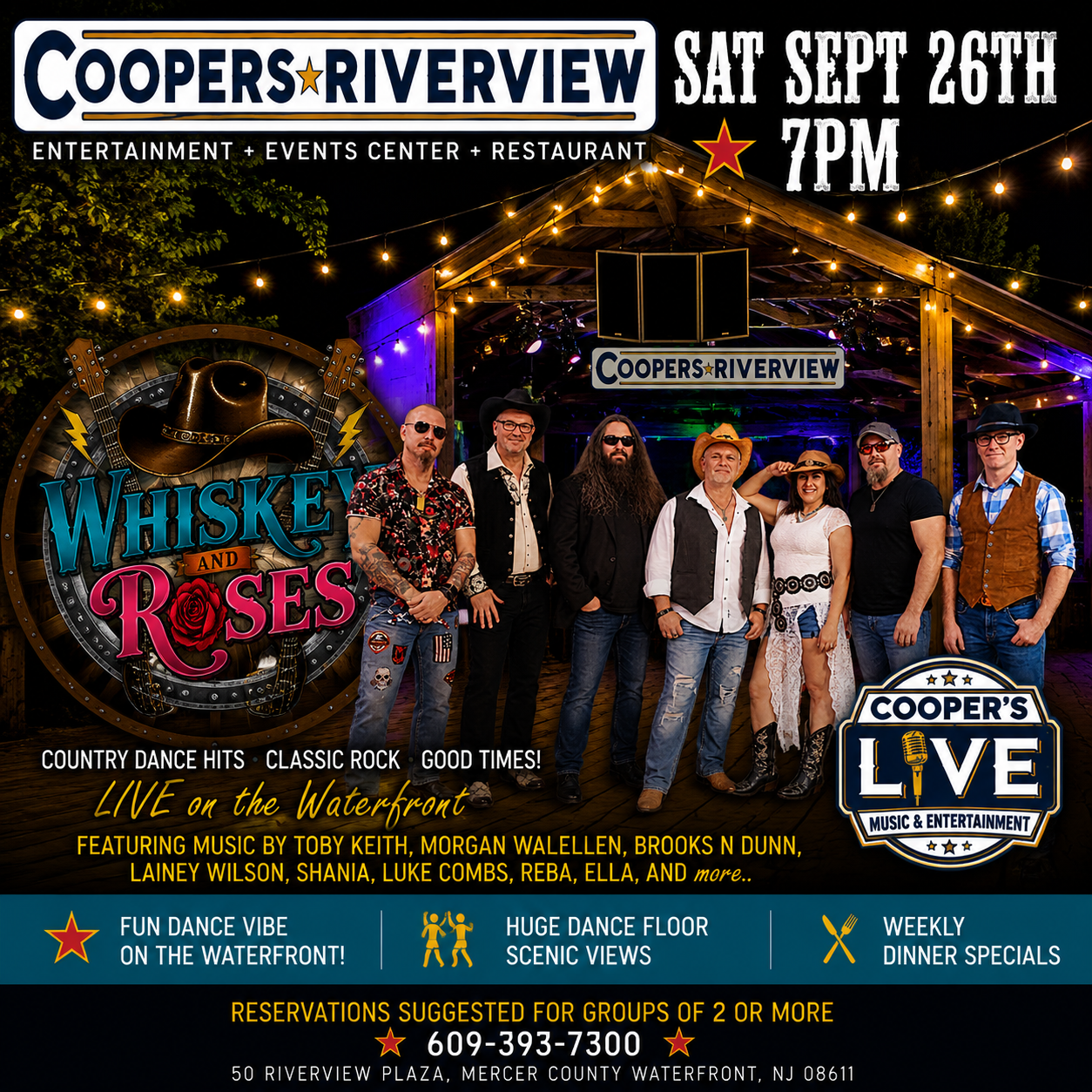 Whiskey and Roses Country Night and Dance 7PM!