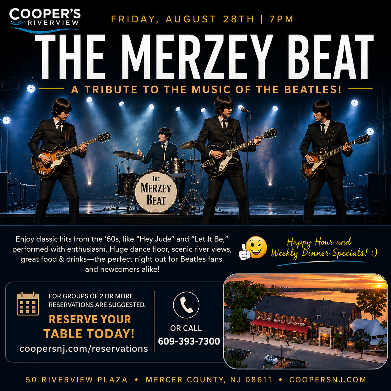 THE MERZEY BEAT  A TRIBUTE TO THE MUSIC OF THE BEATLES! w Guest DJ John Rossi!