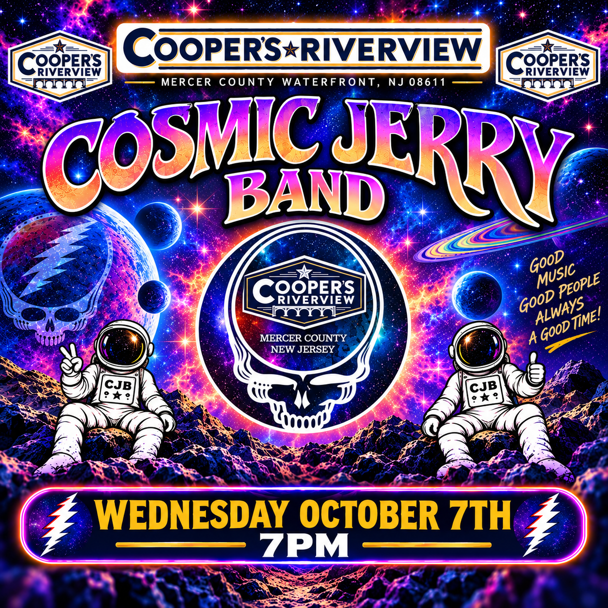 COSMIC JERRY BAND - GRATEFUL DEAD TRIBUTE  7PM Music To Raise Your Vibration!! 