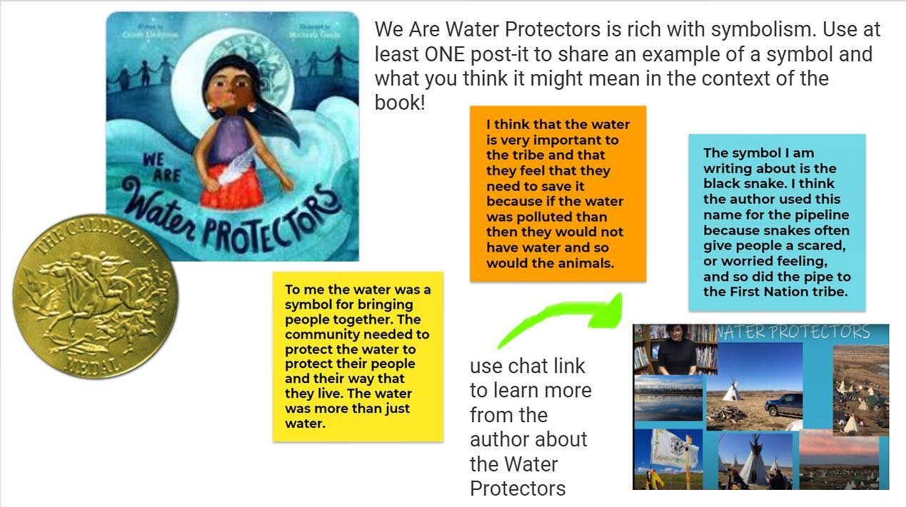 My 3rd grade reading group really brought the ⚡️ today during our text-based conversation of newly awarded #wearewaterprotectors. Thank you @carolelindstrom for your extraordinary work both on and off the page 🙏🏻 and huge congratulations on the hon