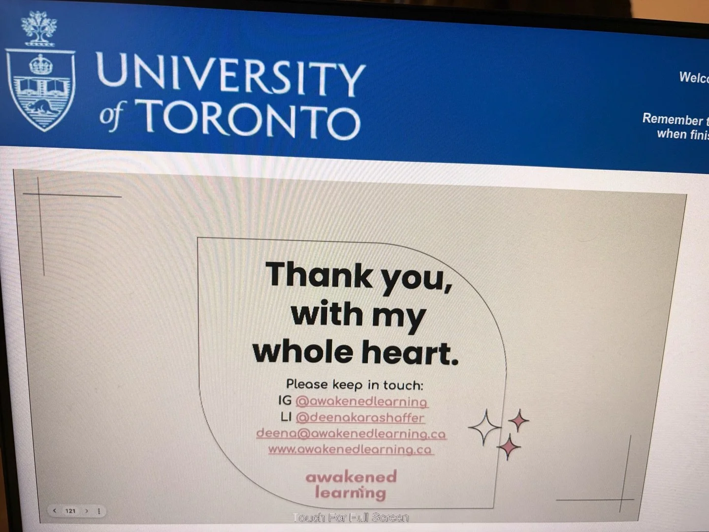 Full circle moment! I was invited to #guestlecture on #wellbeing, well-learning, and #holistic #learningstrategies @uoft @oiseuoft 

An honour to be asked to teach at the place where I was taught that I could be a researcher. 

We talked about #study