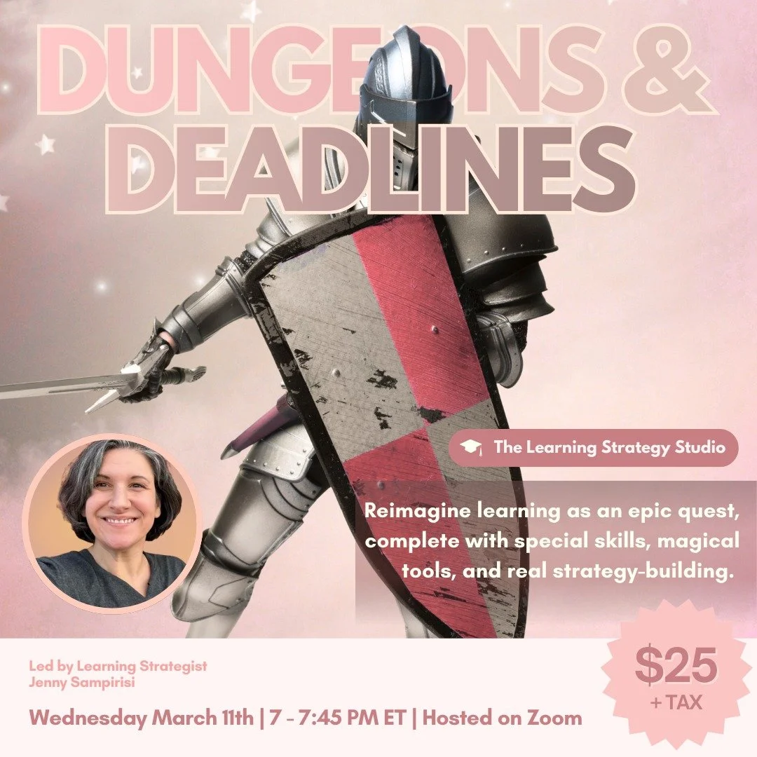 Okay but what if your essay was actually a quest? 🗡️

The Learning Strategy Studio's newest session is unlike anything you've seen before...

The brilliant Jenny Sampirisi @sampersqueezy is bringing Dungeons &amp; Deadlines to life, a learning strat