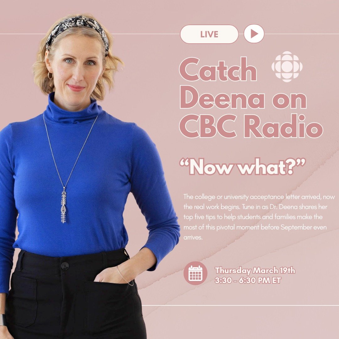 🎙Today, back where I love to be: on @cbcradiocanada offering #learningstrategies to #parents and #students.

This afternoon, I'll be sharing my top 5 tips for families now that acceptances (or not) are rolling in for high school students.

Tune in t