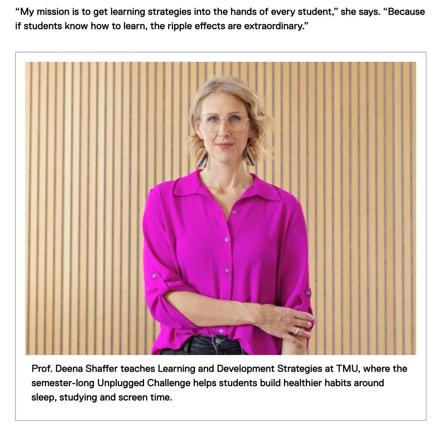 Today, I made front page at @torontomet 🤯 💗.

⬇ Link to article in comments.

I teach a course called SSH102: Learning and Development in the @arts_tmu. The heart and spirit of it is to teach students how to learn, and how to cope when learning doe