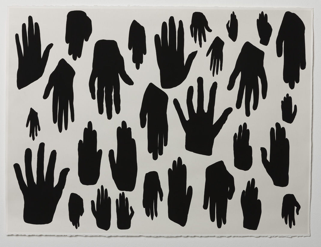   Hands   2017  ink and gouache on paper  22.5 x 30.25 in  Private Collection 