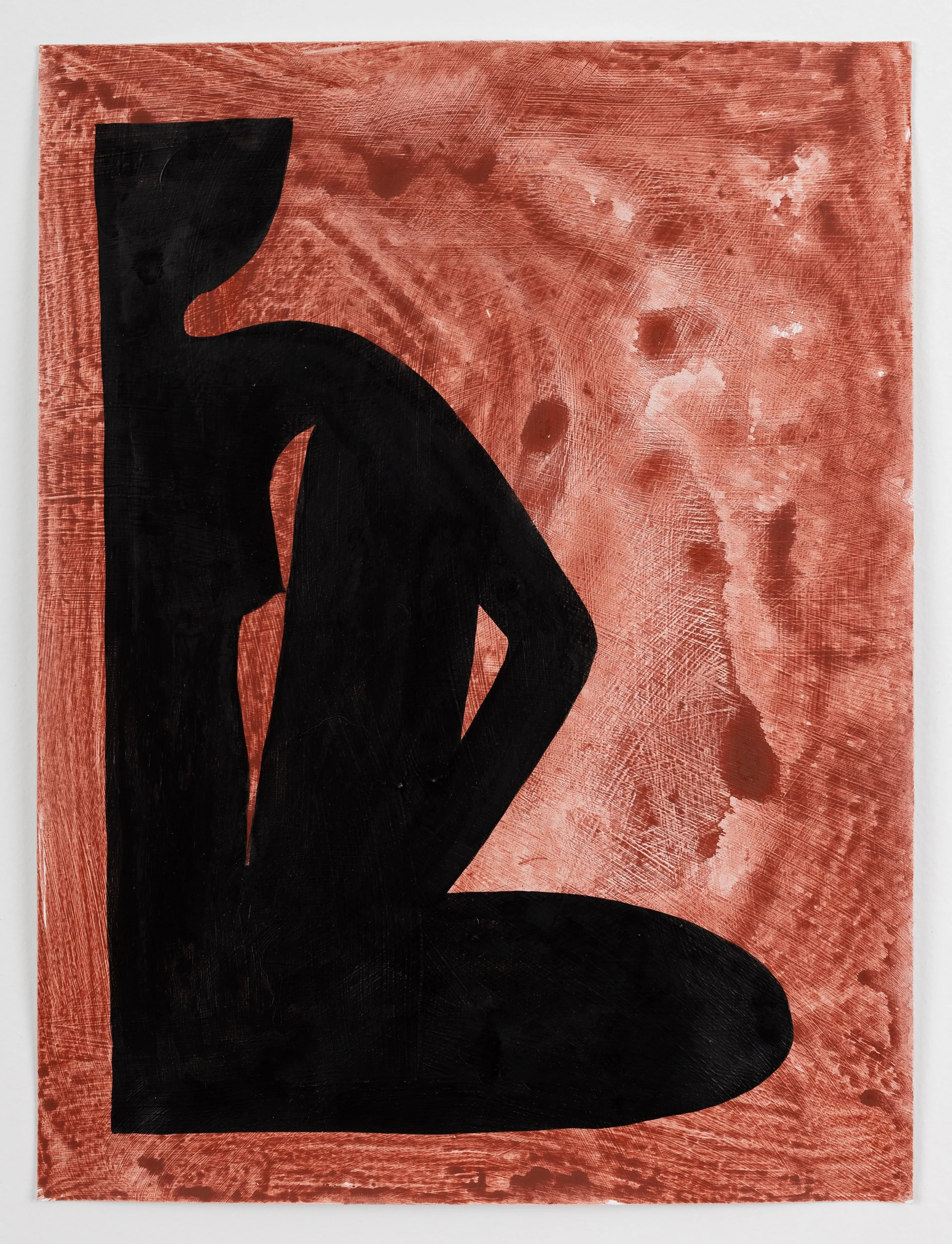   Seated , 2026 ink, gesso, and acrylic paint on paper 12 × 9 inches 