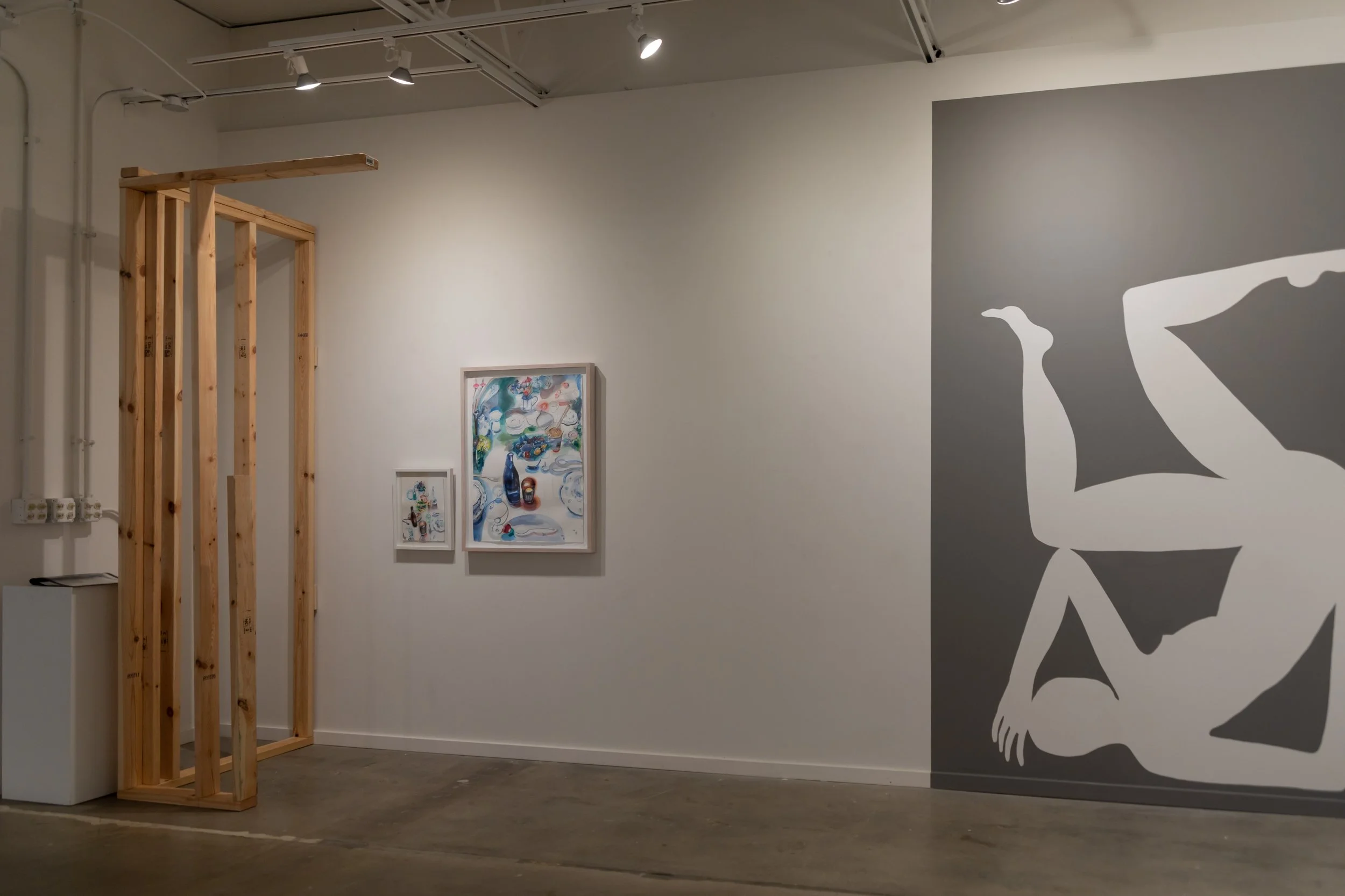   Lift (for DK) , 2026 latex paint on gallery walls 113.5 × 134.5 inches Sandler Hudson Gallery, Atlanta, GA Photo by Michael Shepherd 