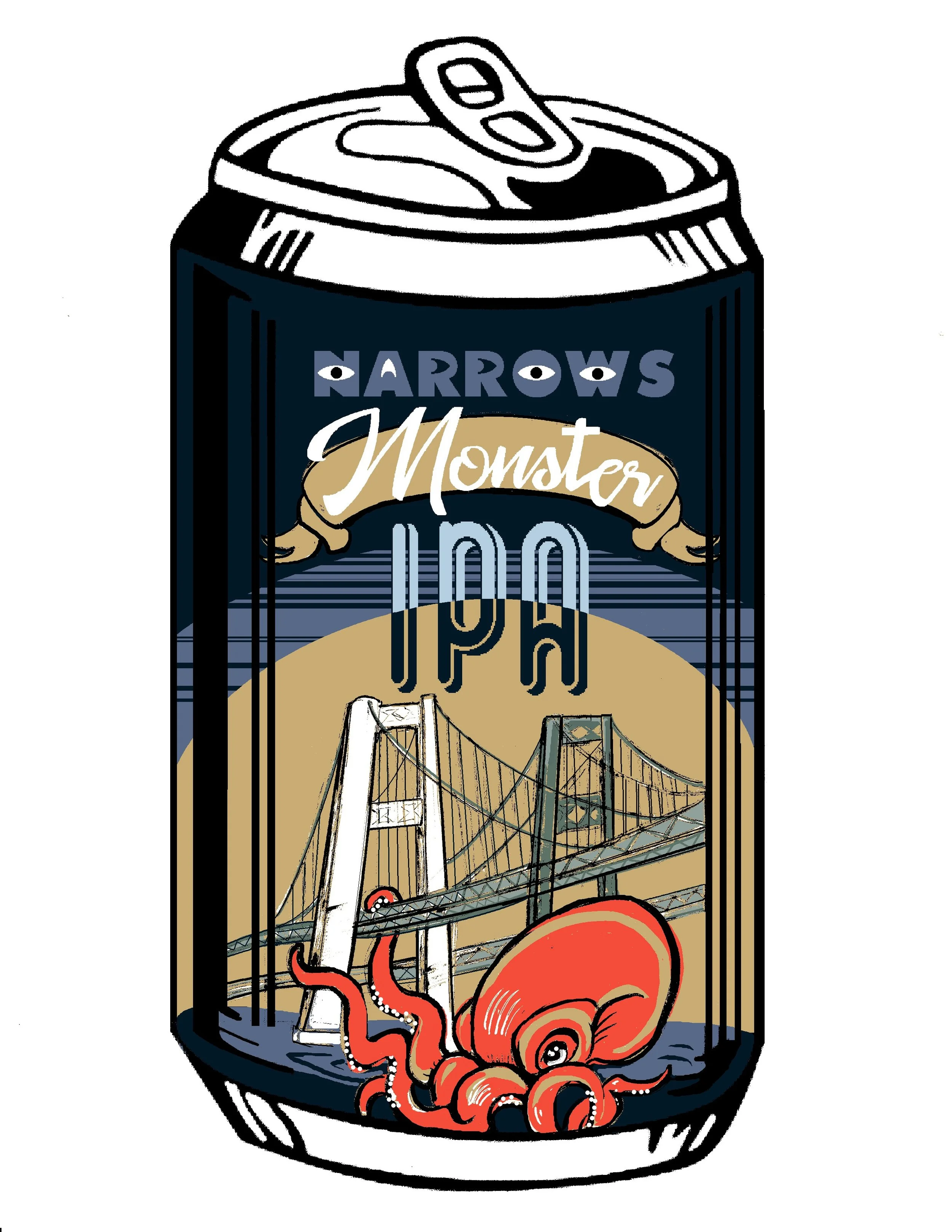 Narrows Monster Beer Can Sticker