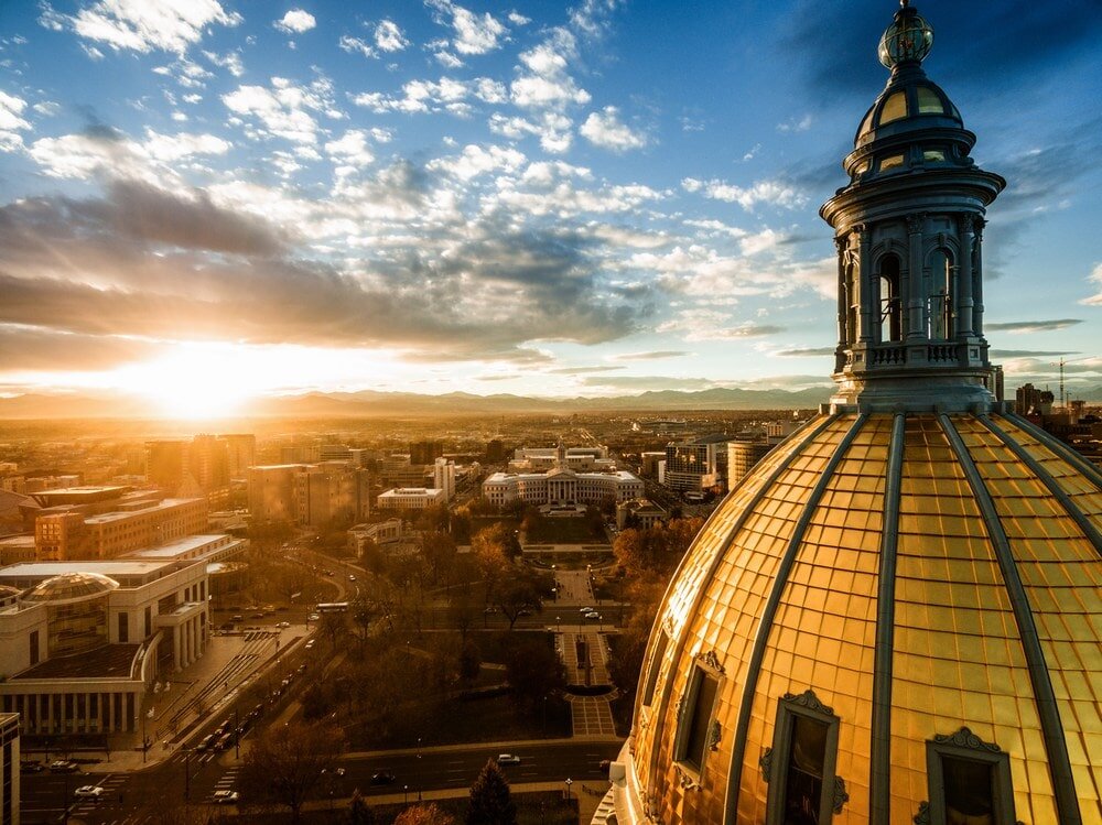 The Sun Setting Over the Colorado State Capital Building