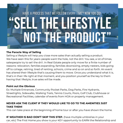 Sell the lifestyle not the product Guide