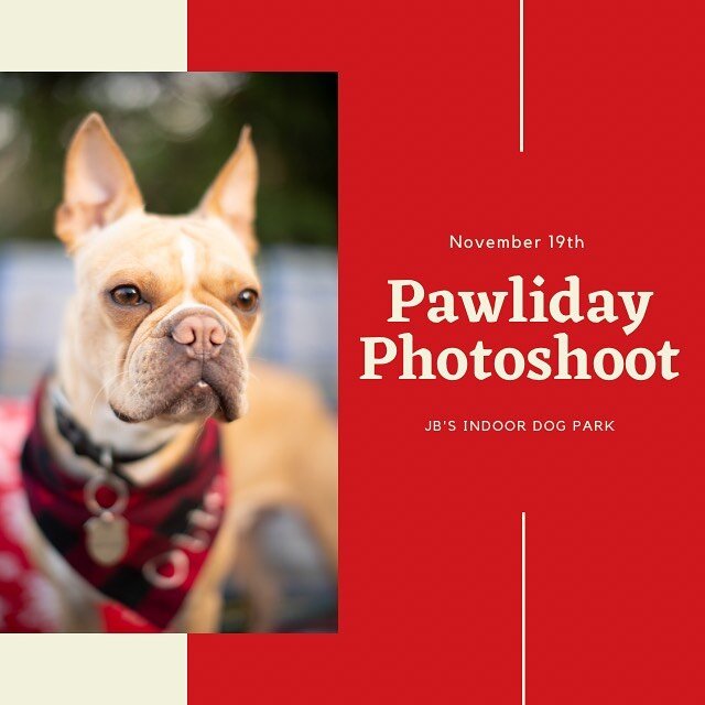 It's that time of the year again. We're once again offering a Pawliday Photoshoot for our members at our November 19th  meetup at @jbsindoordogpark.

DETAILS: $50 (ahead of time) $60 (the day of) you get a five minute photoshoot in a super cute setup