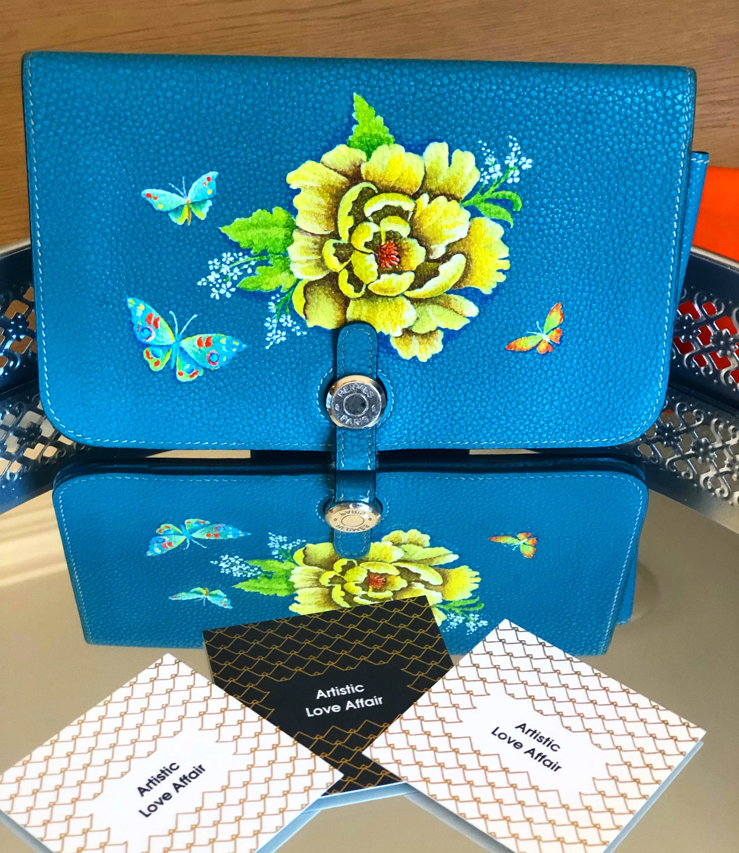 Hand painted Hermés Wallet 