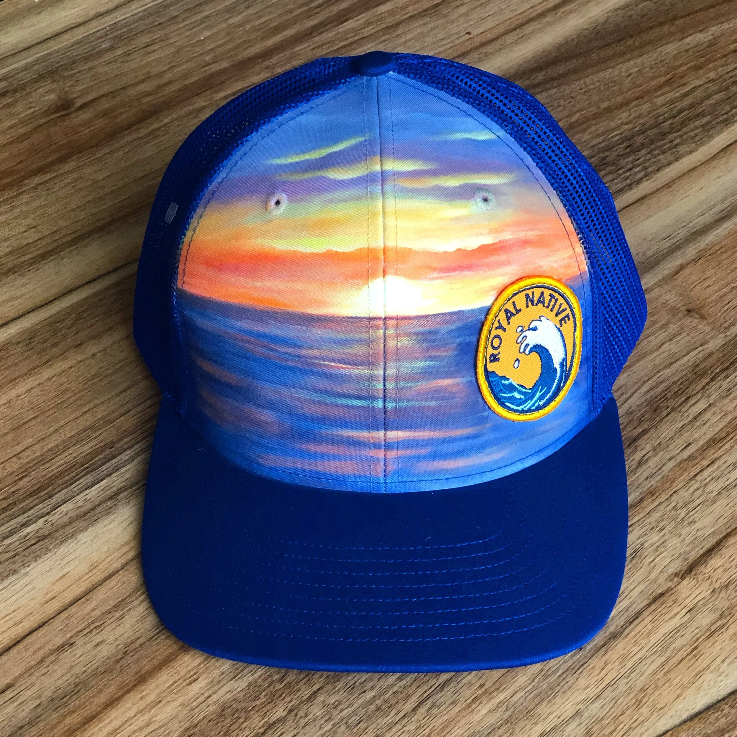  Hat went from boring to unique with a custom sunset  
