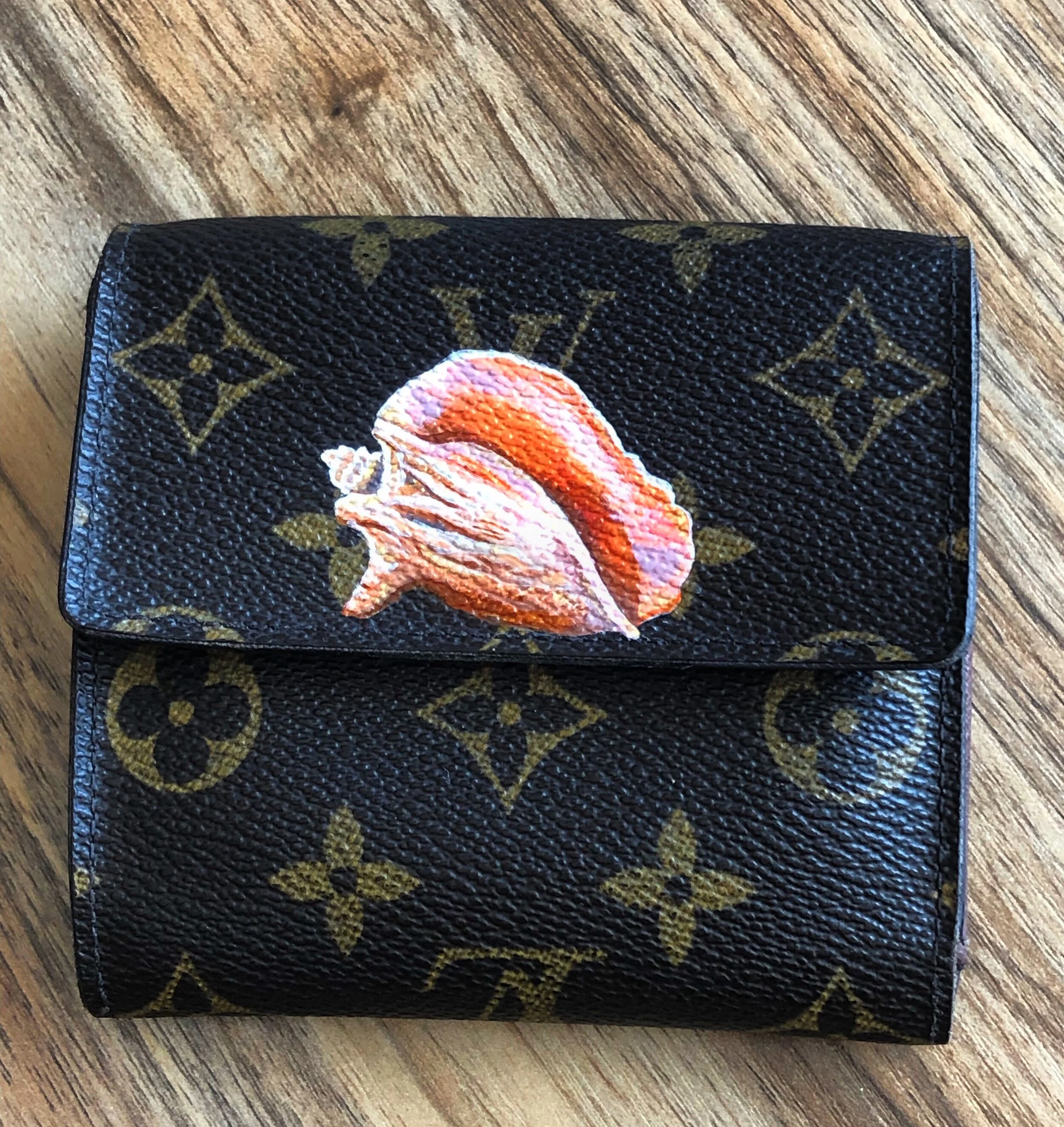  Sea Shell art on a small Louis Vuitton wallet  