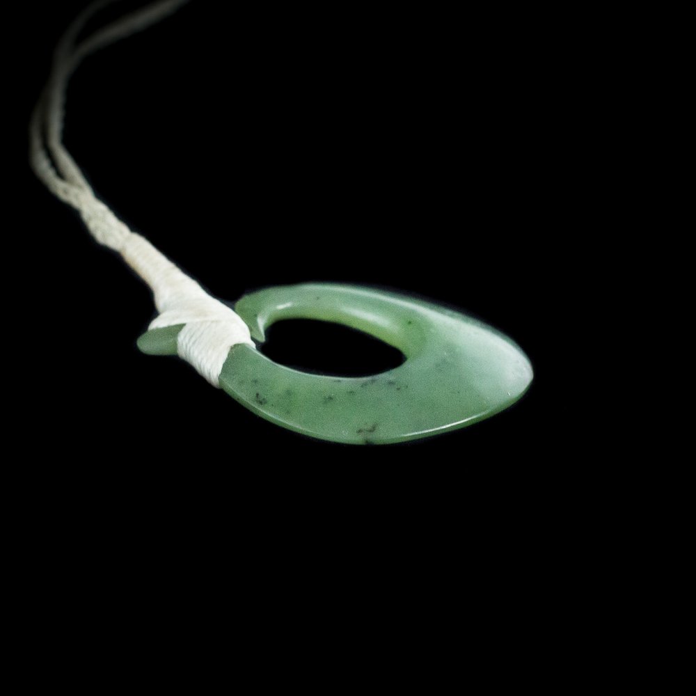  New Zealand Maori/Hawaiian Inspired Nephrite Jade Fish Hook  Necklace : Handmade Products
