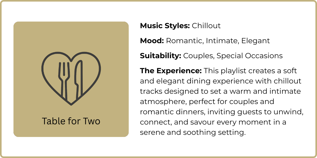 Table for Two playlist by Passion Music — a romantic chillout mix curated for couples and fine dining, creating a warm and elegant mood ideal for intimate dinners and special occasions.