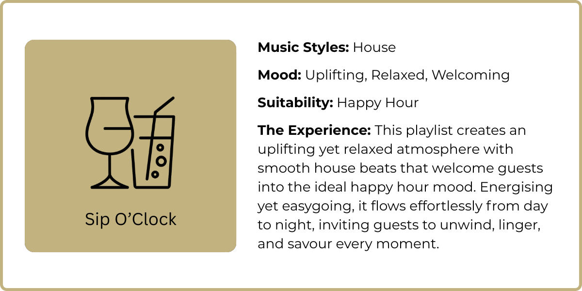 Discover Sip O’Clock by Passion Music — an uplifting house playlist crafted for happy hour. Smooth, energising beats create the perfect relaxed and welcoming mood for bars and lounges.