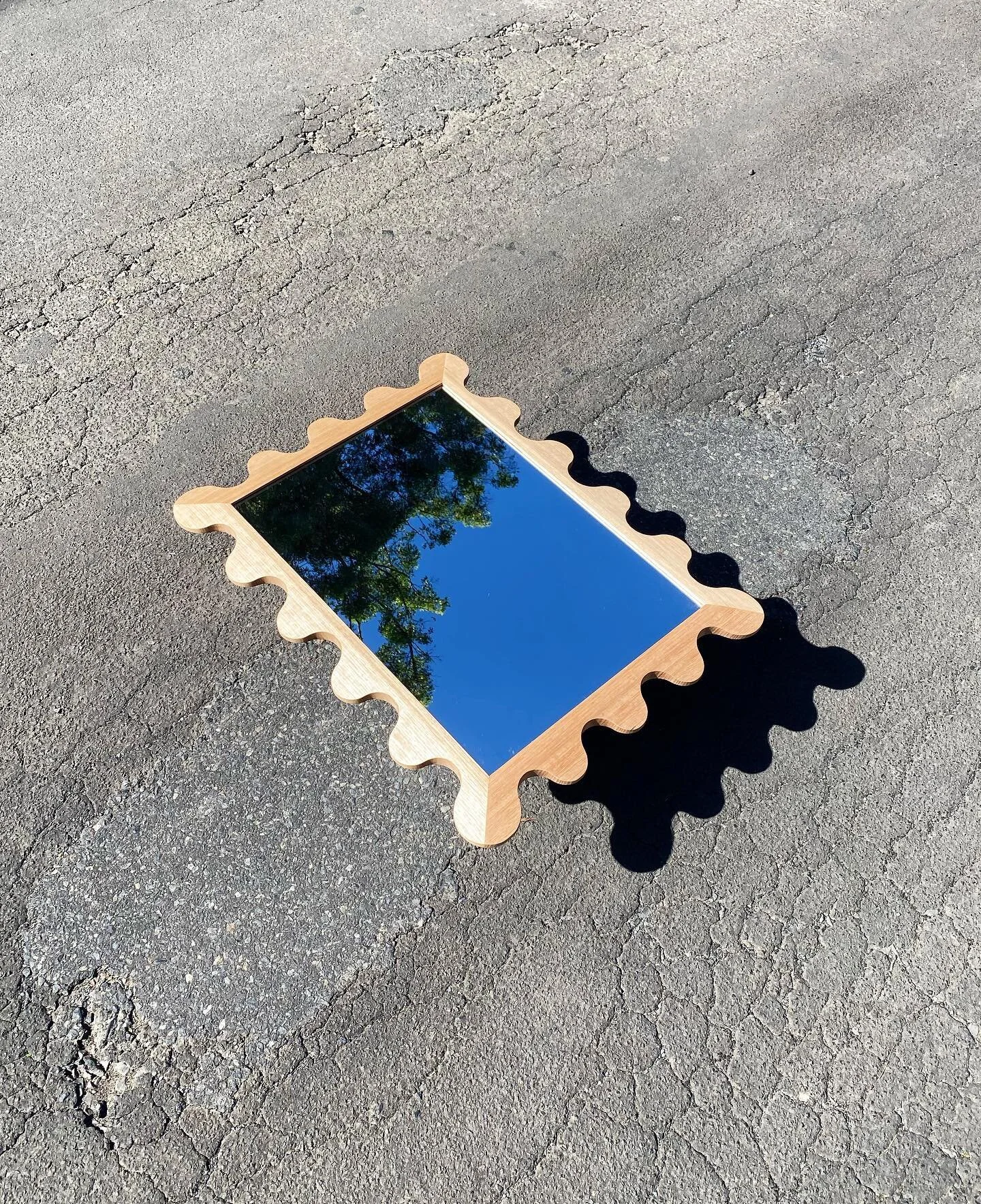 The sun is back and the wind is crispy. 

We love making mirrors so we thought this would be a nice combo. Waxed tassie oak squiggle mirror.