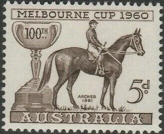 On the 100th Anniversary of the Melbourne Cup, Australia Post released a set of stamps featuring some beloved past winners, Archer being one of them.