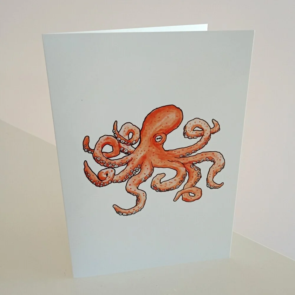  Watercolour octopus greeting card 