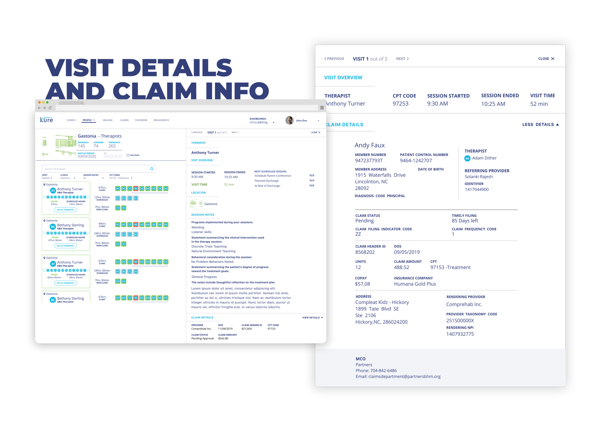 Kure - Web App - Visit Details and Claim Information