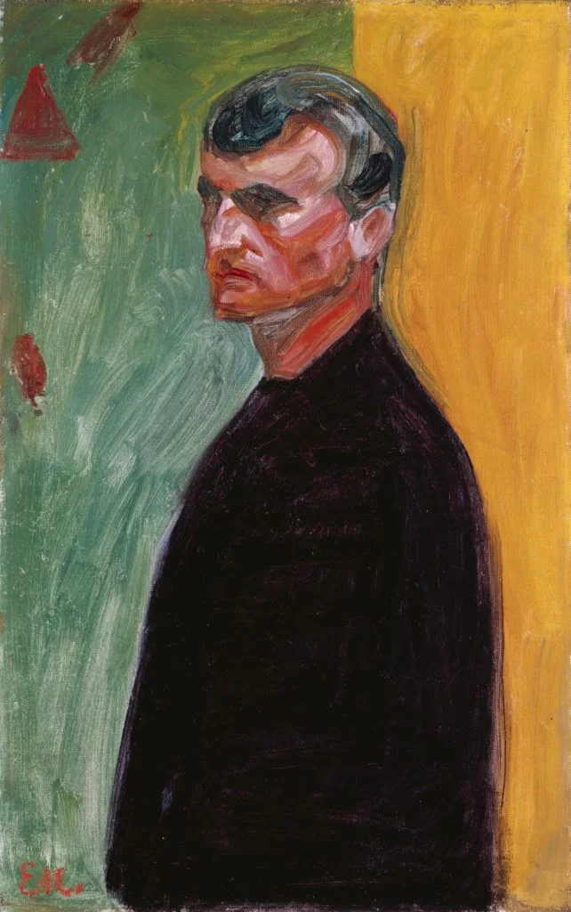 Едвард Мунк, Автопортрет (на тлі двох кольорів), 1904