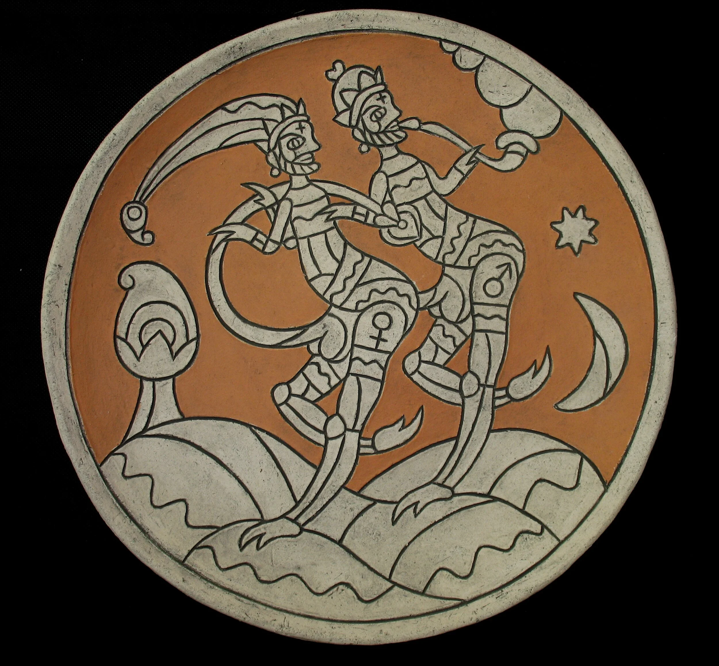 Стас Волязловський. Декоративна таріль. 2002. Шамот. Глазур