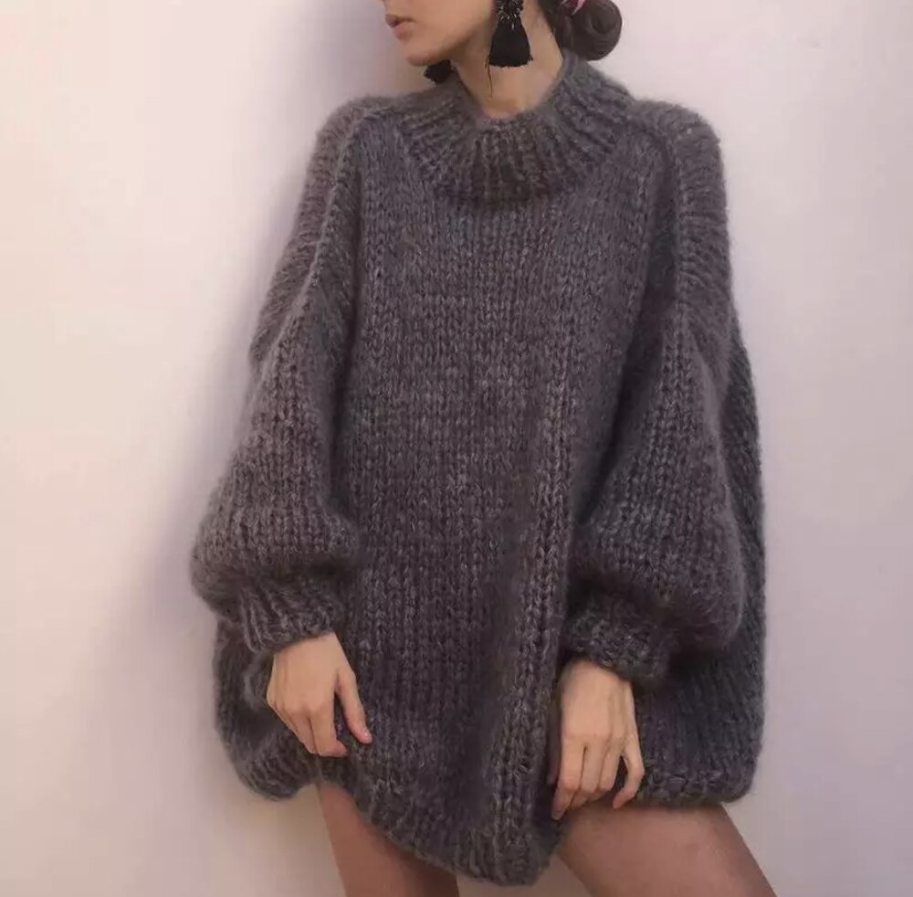 Ash Grey Over Sized Mohair Knit Sweater — Sugar & WHISKEY Ash Grey Over Sized Mohair Knit Sweater — Sugar & WHISKEY