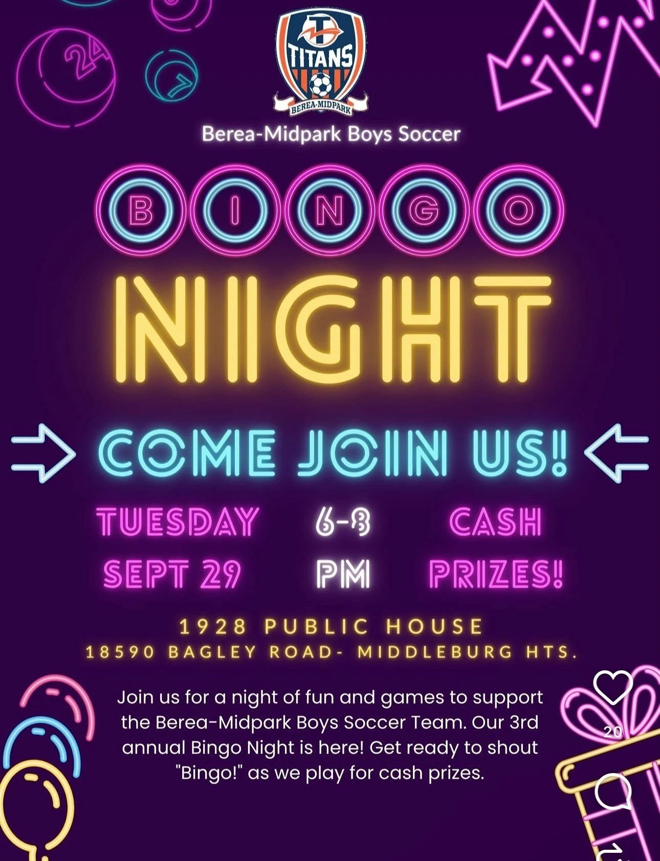 Soccer: Bingo Night