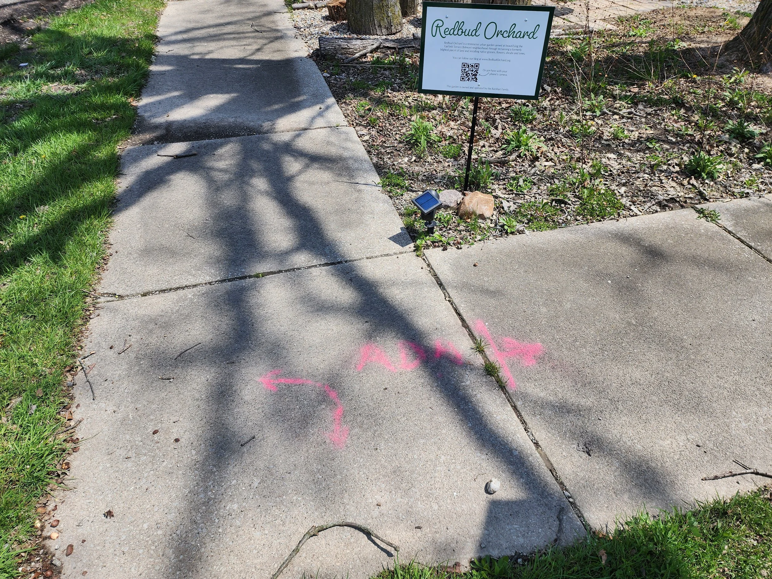  Early this spring, the sidewalks were marked for new ADA compliant curb cuts. We are so excited to see this improvement. 