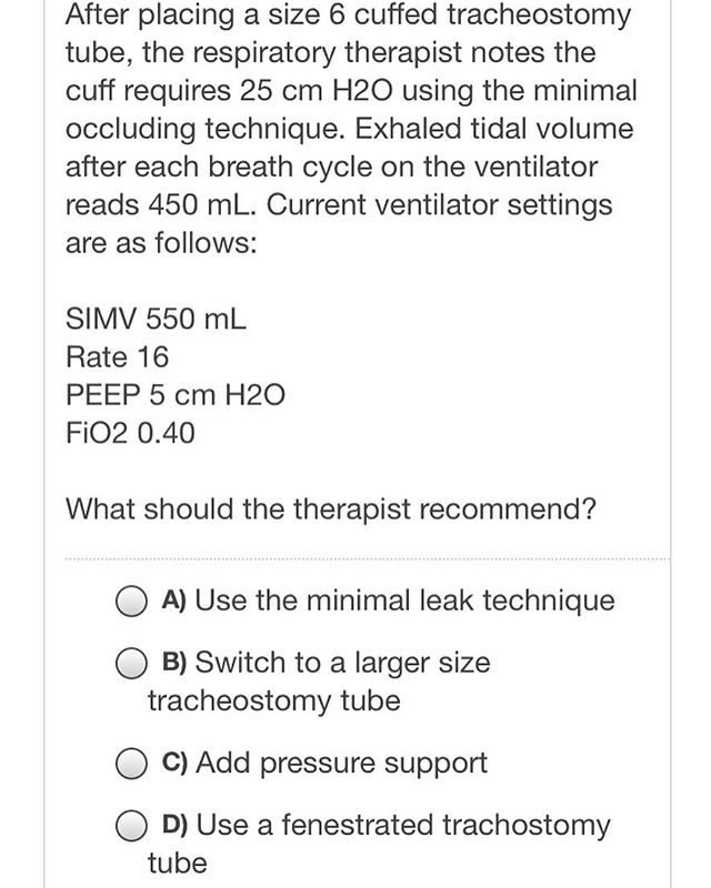 Practice exam question #airwaymanagement #futurerespiratorytherapist