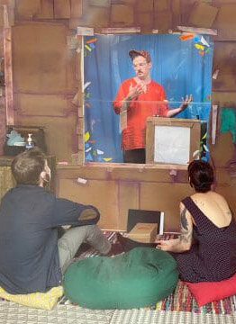 Teller Productions performs during a studio tour. Credit: Hambidge Center