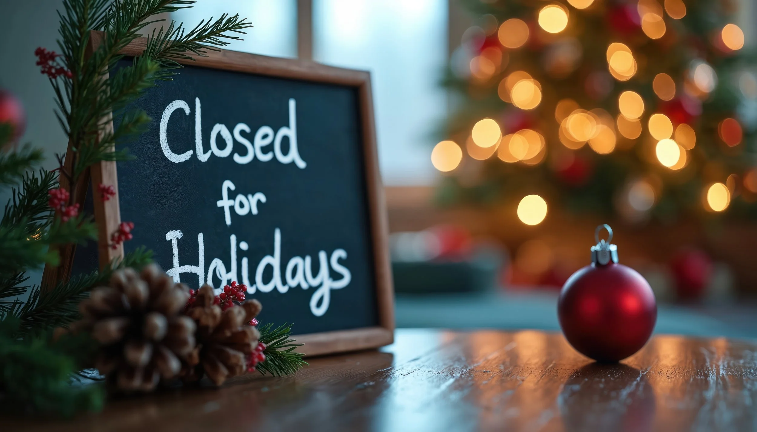 We're closed for the holidays - look forward to seeing you on 7 Jan 2026 