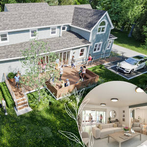 renovation rendering of the outside view of Project SAGE building