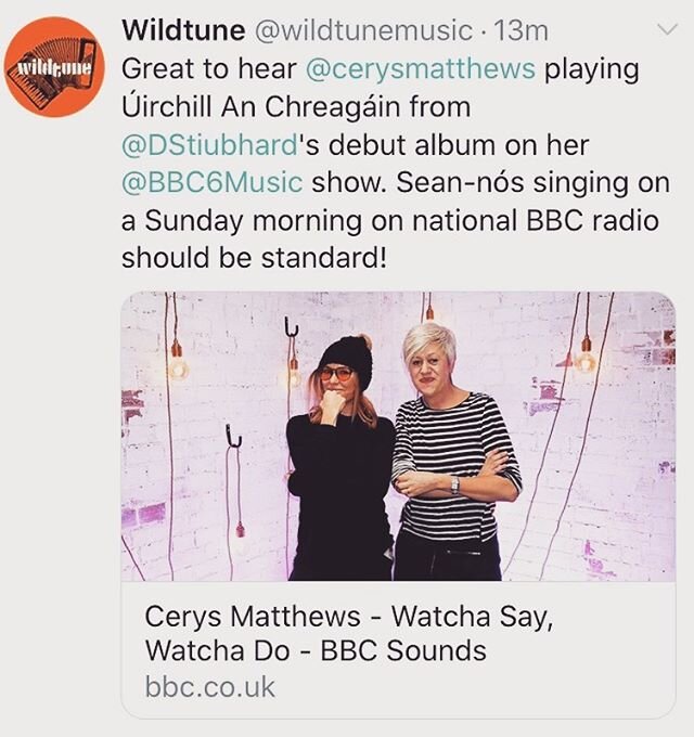 @daibhidhstiubhard got a spin on @bbc6music this weekend, thanks to @cerys6music and her wildly eclectic musical tastes. Great song choice!