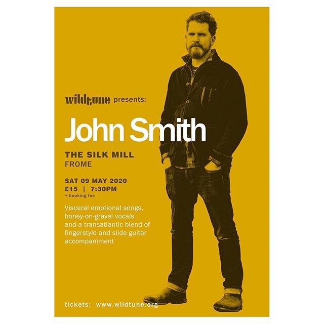 GIG ANNOUNCEMENT: Visceral emotional songs, honey-on-gravel vocals and a transatlantic blend of fingerstyle and slide guitar accompaniment, @thejohnsmith performs his first show in Frome at @silkmillinfrome on Saturday 9th May. Tickets are selling fa