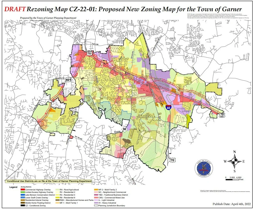 Garner Development Map Public Hearing April 19th: Town-wide rezoning related to the new ...