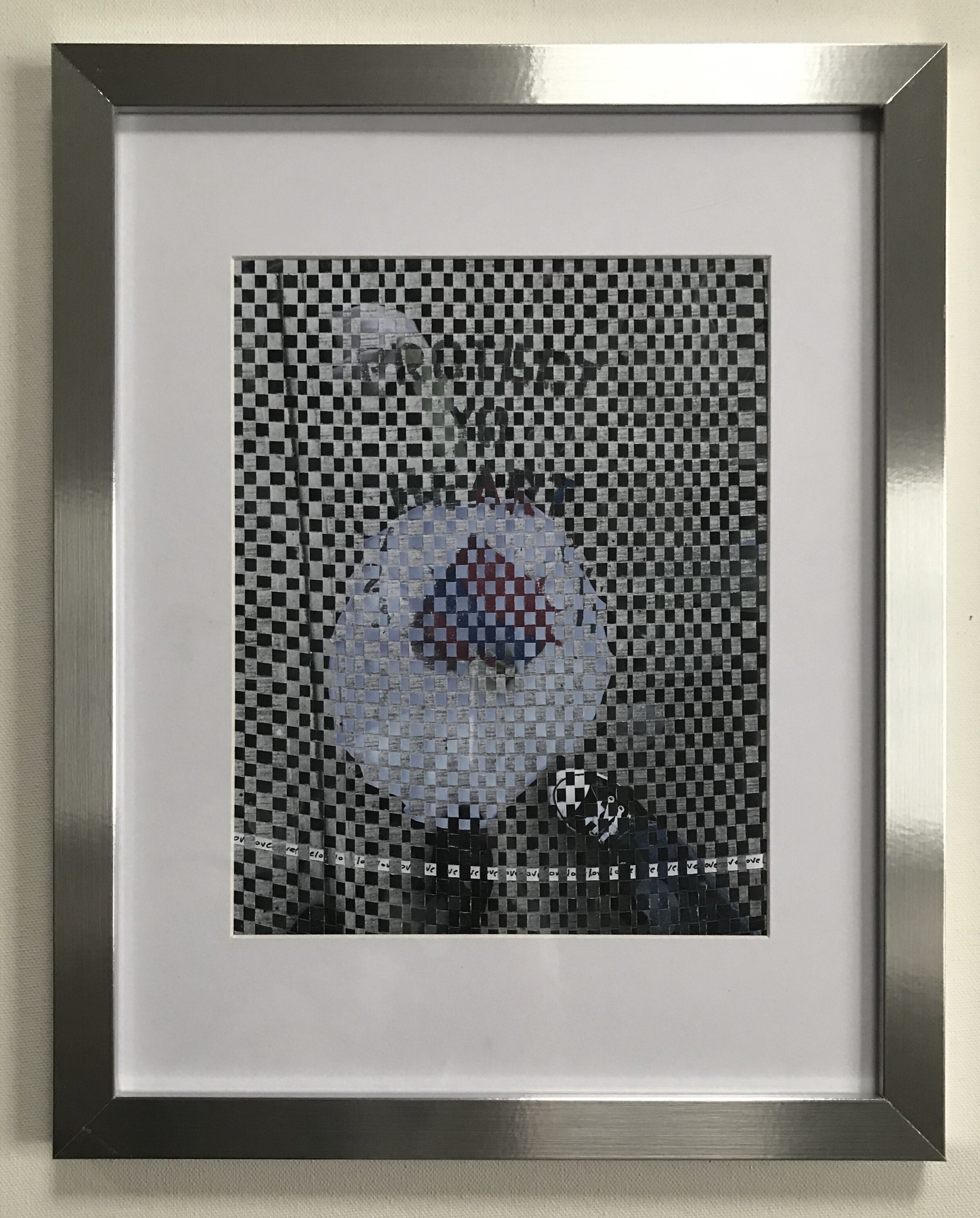 Protect Your Heart, 2020. Woven photographs with hand-written strip. Private collection.