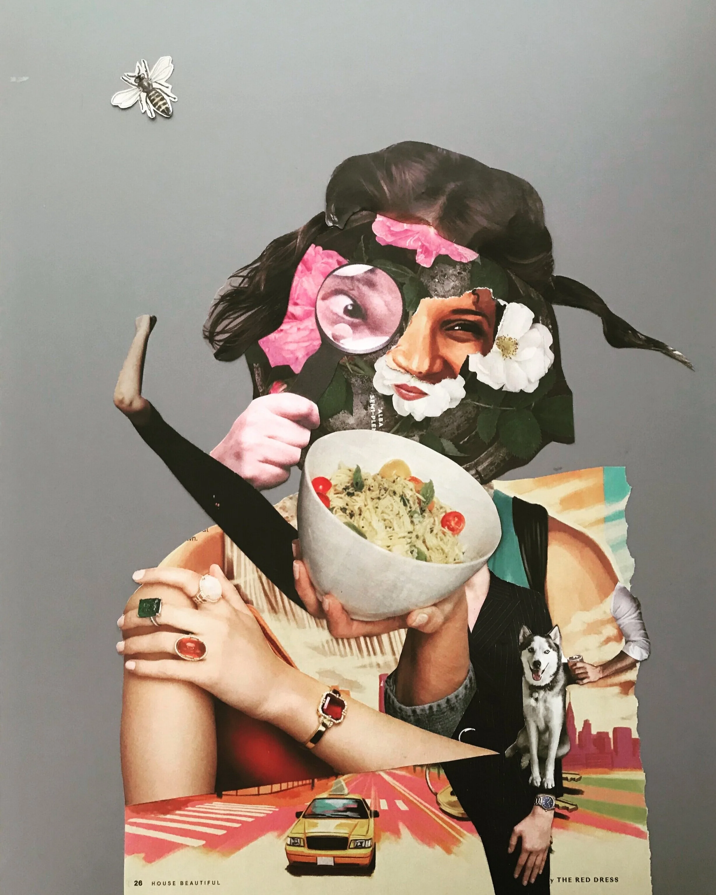 To-Do List, 2020. Collage of found images on gesso board.