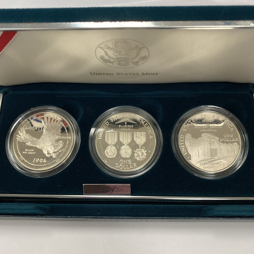 1994-P 3 Piece Coin Set U.S. Veterans Commemorative Proof Silver