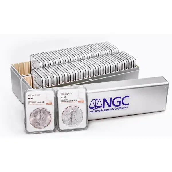 Graded American Silver Eagles MS70 (Select Year, Grading Company)