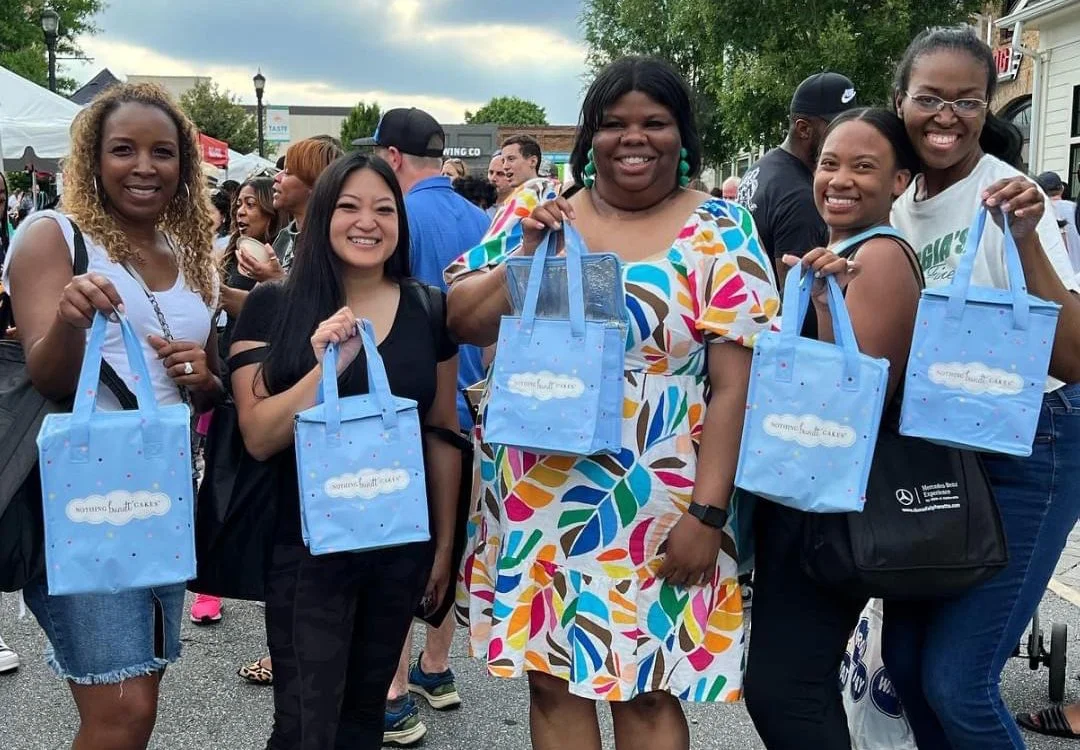 The confetti mark has since been used across other brand and marketing materials. It even shows up in some of the newer Bakery walls!