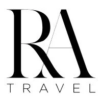 RA Travel logo in black and white