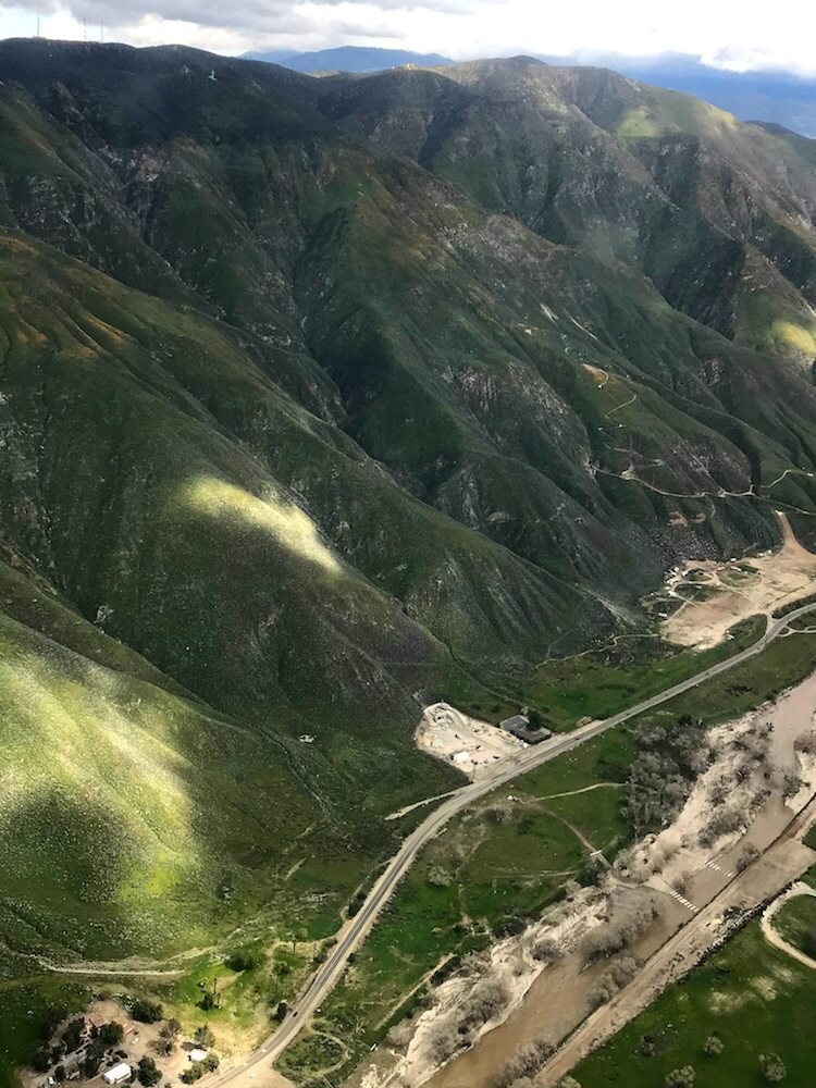 Our side of the mountain from the skies, Soboba Flight Park, learn paragliding and paramotoring at our camp