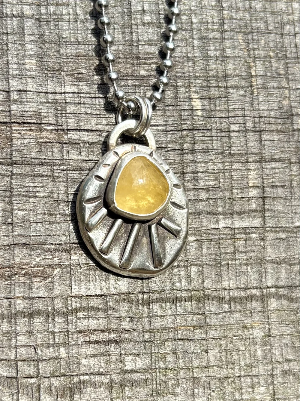 Unique Yellow Honey Calcite gemstone and sterling silver handmade