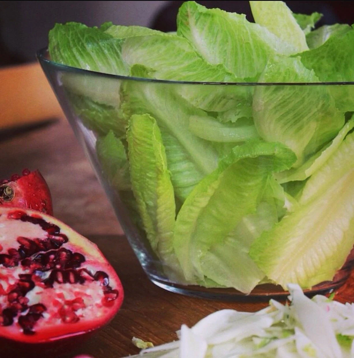 Green Salad Dressed in The Bowl 