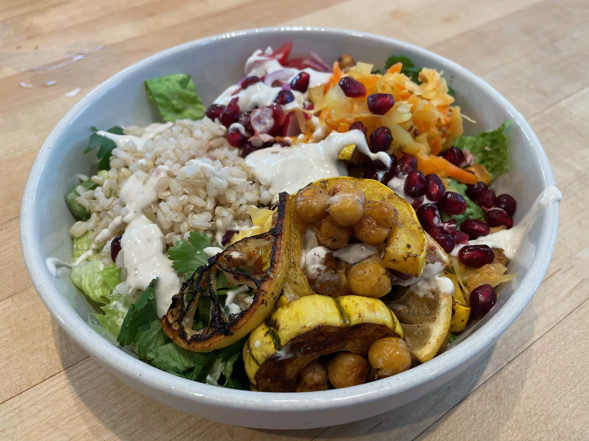 Roasted Squash and Chickpeas Rice Bowls with Tahini Dressing 