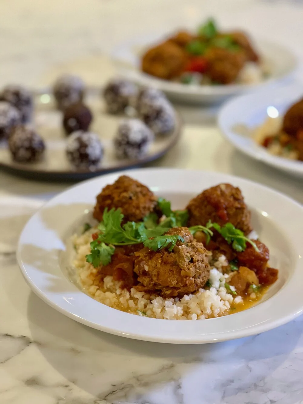 Moroccan Chicken Meatballs with Spaghetti Squash 