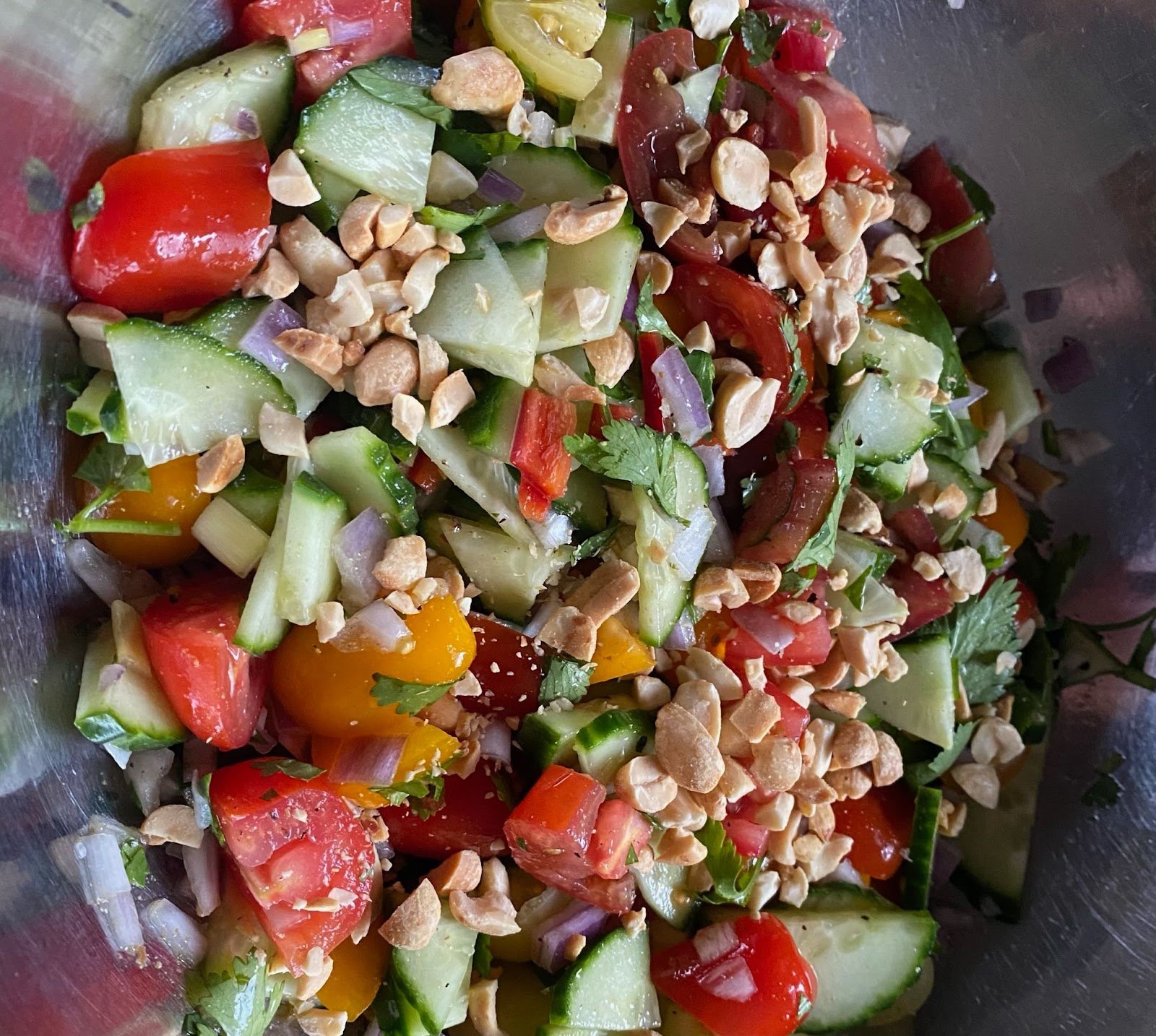 Cucumber-Tomato Salad with Peanuts 